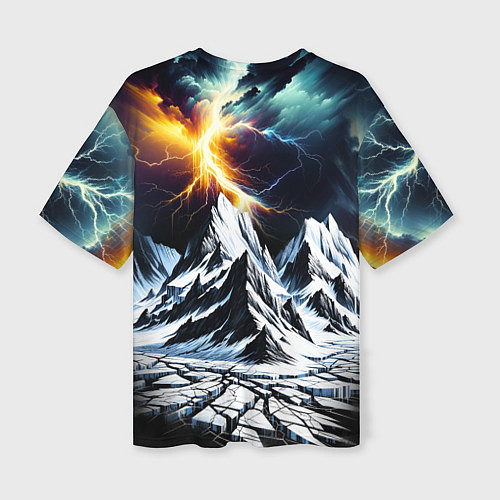 Женская футболка оверсайз Молнии и горы / 3D-принт – фото 2