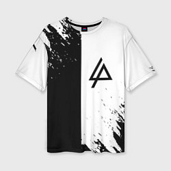Женская футболка оверсайз Linkin park краски чёрнобелый
