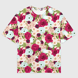 Женская футболка оверсайз Цветочный фон
