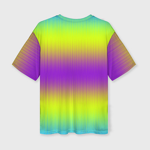 Женская футболка оверсайз Неоновые салатовые и фиолетовые полосы / 3D-принт – фото 2