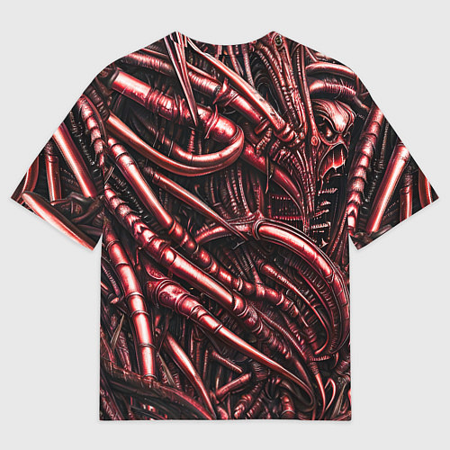 Женская футболка оверсайз Красные трубки чужих / 3D-принт – фото 2