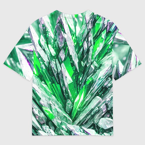 Женская футболка оверсайз Зелёные драгоценные кристаллы / 3D-принт – фото 2