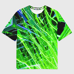 Футболка оверсайз женская Зелёные энергетические линии, цвет: 3D-принт