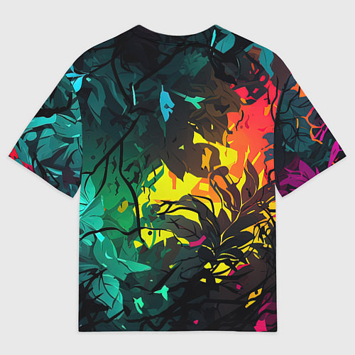 Женская футболка оверсайз GTA 6 logo абстрактные листья / 3D-принт – фото 2