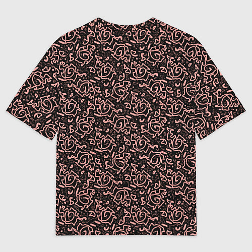 Женская футболка оверсайз Паттерн тёмно-розовый узоры / 3D-принт – фото 2