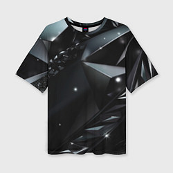 Женская футболка оверсайз Black luxury abstract