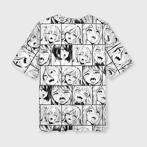 Женская футболка оверсайз Ahegao pattern / 3D-принт – фото 2