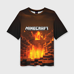 Футболка оверсайз женская Огненный minecraft логотип, цвет: 3D-принт