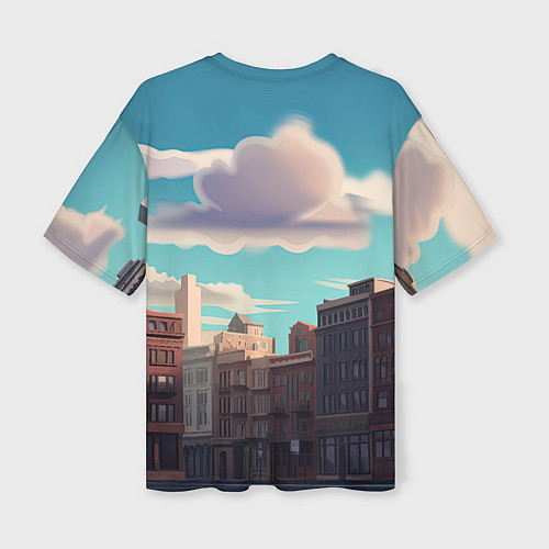 Женская футболка оверсайз Minecraft город и лого / 3D-принт – фото 2