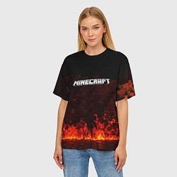 Футболка оверсайз женская Minecraft fire logo, цвет: 3D-принт — фото 2