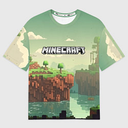 Футболка оверсайз женская Minecraft logo квадратный мир, цвет: 3D-принт