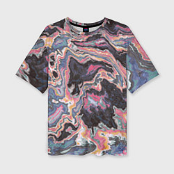 Женская футболка оверсайз Мраморный узор разноцветный