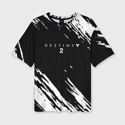 Женская футболка оверсайз Destiny краски чёрно белые