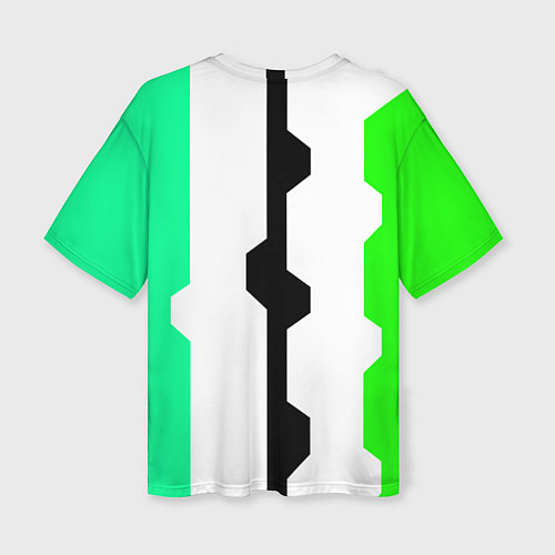 Женская футболка оверсайз Техно линии зелёный / 3D-принт – фото 2