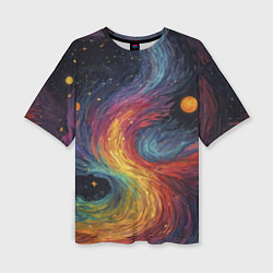 Женская футболка оверсайз Звездный вихрь абстрактная живопись
