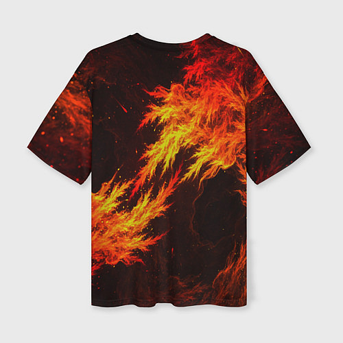 Женская футболка оверсайз Fire fox flame / 3D-принт – фото 2
