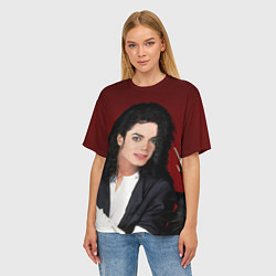 Футболка оверсайз женская Michael Jackson с пантерой и автографом, цвет: 3D-принт — фото 2