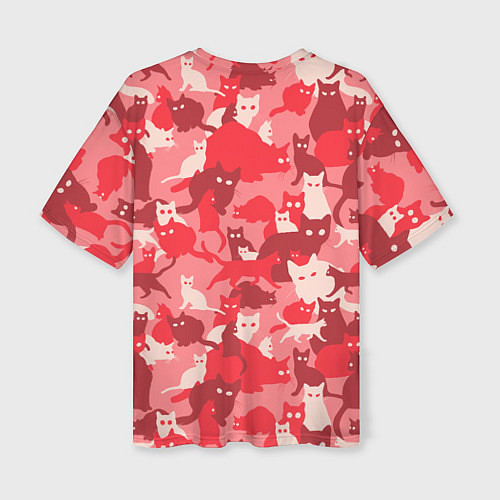 Женская футболка оверсайз Розовый кошачий комуфляж / 3D-принт – фото 2
