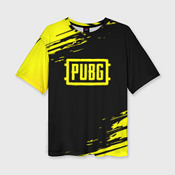 Женская футболка оверсайз Pubg текстура краски жёлтые