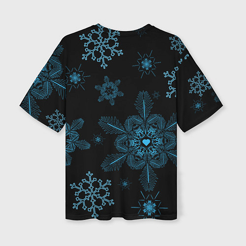 Женская футболка оверсайз Cнежинки - snowflakes / 3D-принт – фото 2