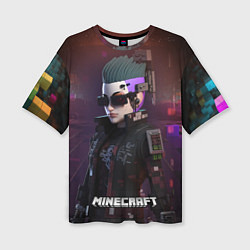 Женская футболка оверсайз Minecraft matrix woman