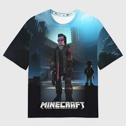 Футболка оверсайз женская Minecraft cyberpunk style, цвет: 3D-принт