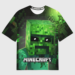 Футболка оверсайз женская Minecraft персонаж большой зеленый монстр, цвет: 3D-принт