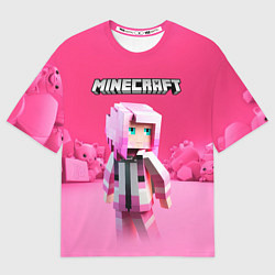 Футболка оверсайз женская Minecraft персонаж розовый фон, цвет: 3D-принт