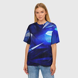 Футболка оверсайз женская Black and blue abstract background sport style, цвет: 3D-принт — фото 2