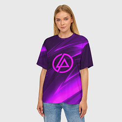 Футболка оверсайз женская Linkin park neon stripes logo, цвет: 3D-принт — фото 2