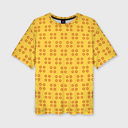 Женская футболка оверсайз Паттерн контурные круги на желтом фоне