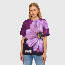 Футболка оверсайз женская Фиолетовый цветок - WOMAN, цвет: 3D-принт — фото 2