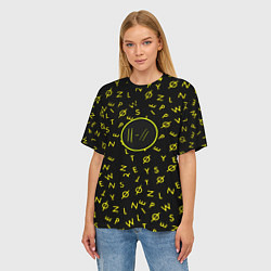 Футболка оверсайз женская Twenty one pilots pattern rock yellow, цвет: 3D-принт — фото 2