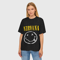 Футболка оверсайз женская Джинсовка с nirvana, цвет: 3D-принт — фото 2