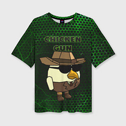 Футболка оверсайз женская Chicken gun green, цвет: 3D-принт