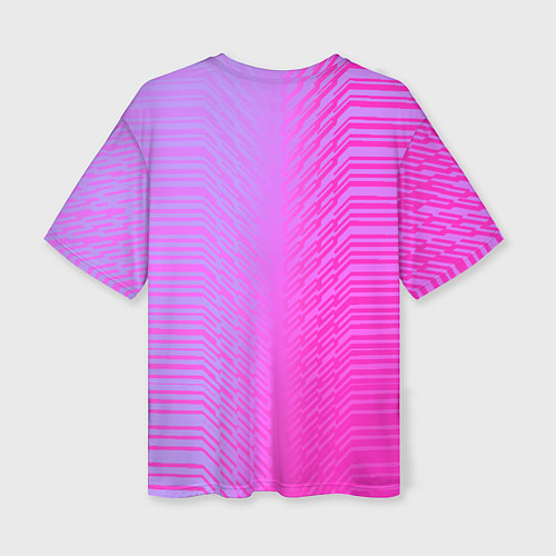 Женская футболка оверсайз Розовые градиентные линии / 3D-принт – фото 2