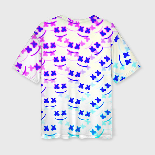 Женская футболка оверсайз Marshmello pattern neon / 3D-принт – фото 2