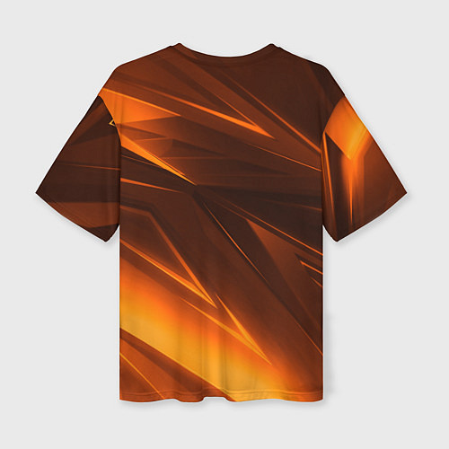 Женская футболка оверсайз Geometry stripes orange / 3D-принт – фото 2