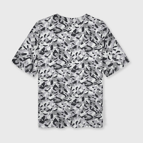 Женская футболка оверсайз Пикселированный городской серый камуфляж / 3D-принт – фото 2