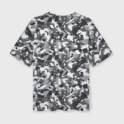 Женская футболка оверсайз Пиксельный камуфляж серого цвета / 3D-принт – фото 2