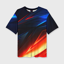 Женская футболка оверсайз Geometry stripes neon steel