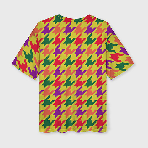 Женская футболка оверсайз Цветные гусиные лапки принт / 3D-принт – фото 2
