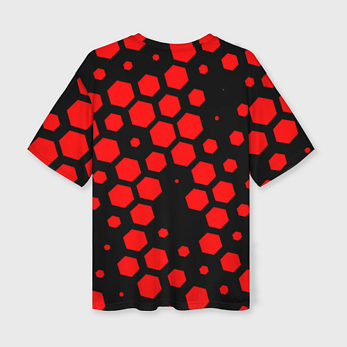 Женская футболка оверсайз Красные соты броня / 3D-принт – фото 2