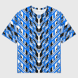 Женская футболка оверсайз Синяя техно броня