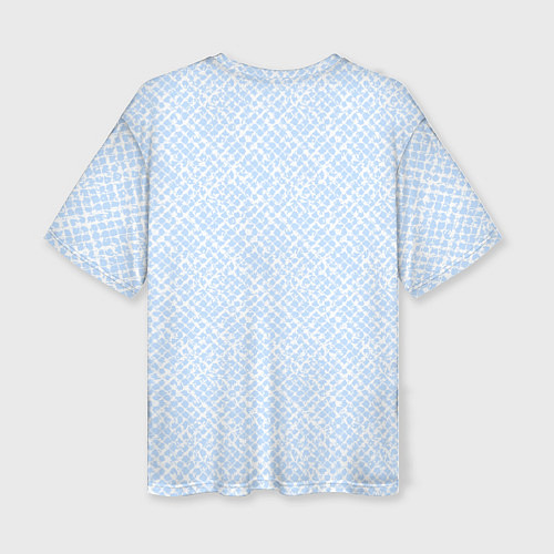 Женская футболка оверсайз Паттерн бело-голубой / 3D-принт – фото 2