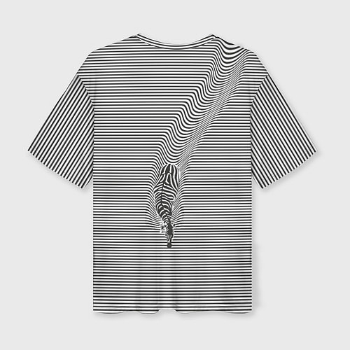 Женская футболка оверсайз Зебра плывущая в полосках / 3D-принт – фото 2