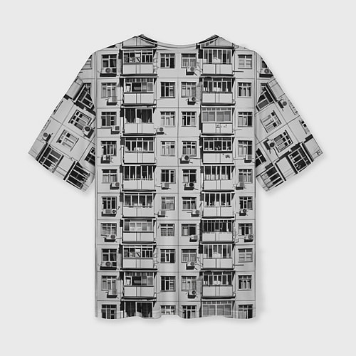 Женская футболка оверсайз Панелька в черно-белых тонах / 3D-принт – фото 2