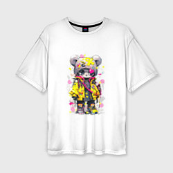 Женская футболка оверсайз Медвежонок аниме в стиле pop art