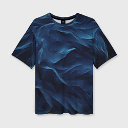Женская футболка оверсайз Синие глубокие абстрактные волны