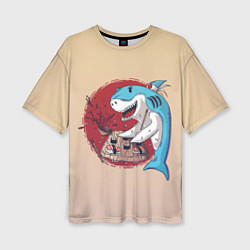 Женская футболка оверсайз Sushi shark
